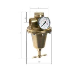 Regulador de alta presión - máx. 40 bar - latón - G 1/4"-2" - incl. manómetro
