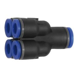 Multifordeler, bl&aring; serie - push-fit tilslutning - slange udvendig diameter 1x6/4x4 mm - arbejdstryk -0,95 til 10 bar - maks. arbejdstryk (kortvarigt) 15 bar - plast/forniklet messing - pris pr. stk.