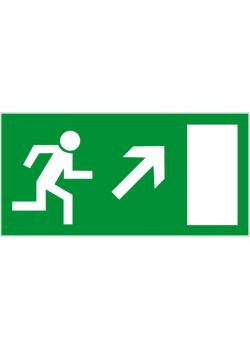Vluchtwegbord "Vluchtweg rechts omhoog" - 10-40 cm