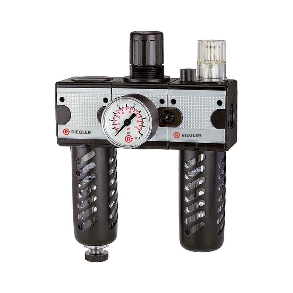 Onderhoudseenheid multifix - driedelig - BG 1 tot 5 - G 1/4" tot G 1" - PE max. 16 bar - regelbereik 0,5 tot 10 bar - met pc-houder en beschermkorf