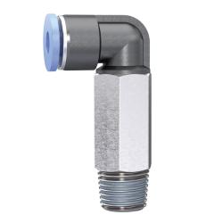 L-Steckverschraubung Blaue Serie mini - lang - drehbar - R 1/8 - Schlauch-Au&szlig;en-&Oslash; 4 mm - Arbeitsdruck -0,95 bis 10 bar - Kunststoff/Messing vernickelt - Preis per St&uuml;ck