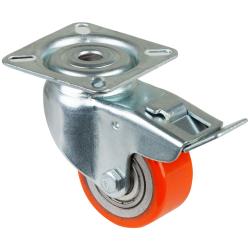 Lenkrolle kompakt mit Feststeller - Anschraubplatte - PU-Rad - Rad-&Oslash; 50 mm - Bauh&ouml;he 74 mm - Tragkraft 150 kg - Preis per St&uuml;ck