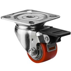 Lenkrolle kompakt mit Feststeller - Anschraubplatte - PU-Rad - Rad-&Oslash; 35 mm - Bauh&ouml;he 58 mm - Tragkraft 100 kg - Preis per St&uuml;ck