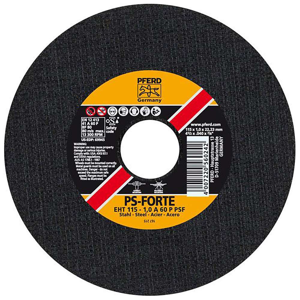 Disco de corte - PFERD - para acero, fundición, etc. - Dureza P - ejecución recta - PU 25 unidades - Precio por PU