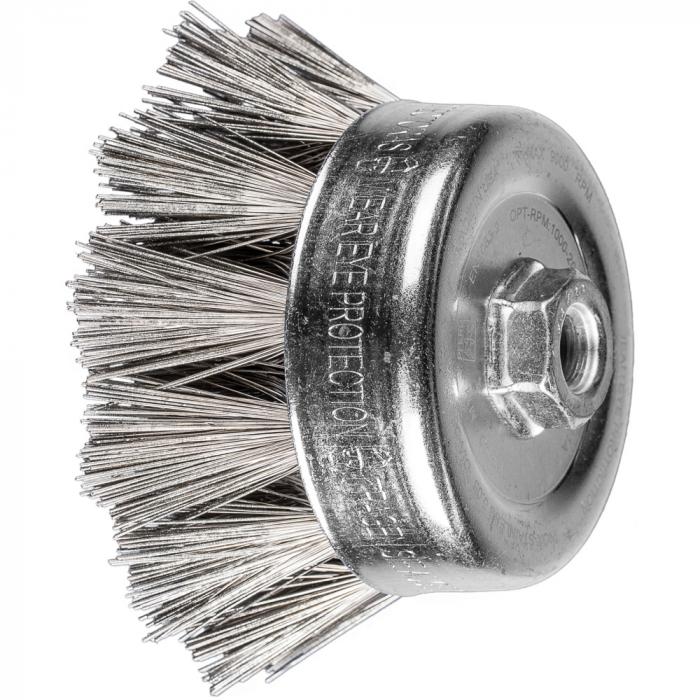 PFERD koppbørste med gjenge TBG - knyttet - INOX DIA - ytre-ø 65 og 100 mm - tråd M14x2 - trimmingsmateriale-ø 0,50 mm - enhet 5 stk - pris per enhet