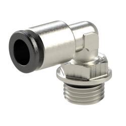 L-formad instickskoppling, klickkoppling - vridbar - f&ouml;rnicklad m&auml;ssing - olika utv&auml;ndiga g&auml;ngor - slangens ytterdiameter 4 till 14 mm - arbetstryck -0,99 till 16 bar - pris per styck