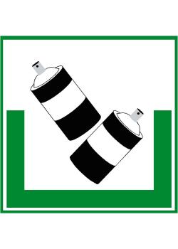 Ympäristömerkki "Keräysastia suihkepulloille" - 5-40cm