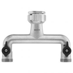 GEKA® plus - toveisventil - forkrommet messing - vertikal - IT G3/4 til 2x AG G3/4 - pris pr stk.