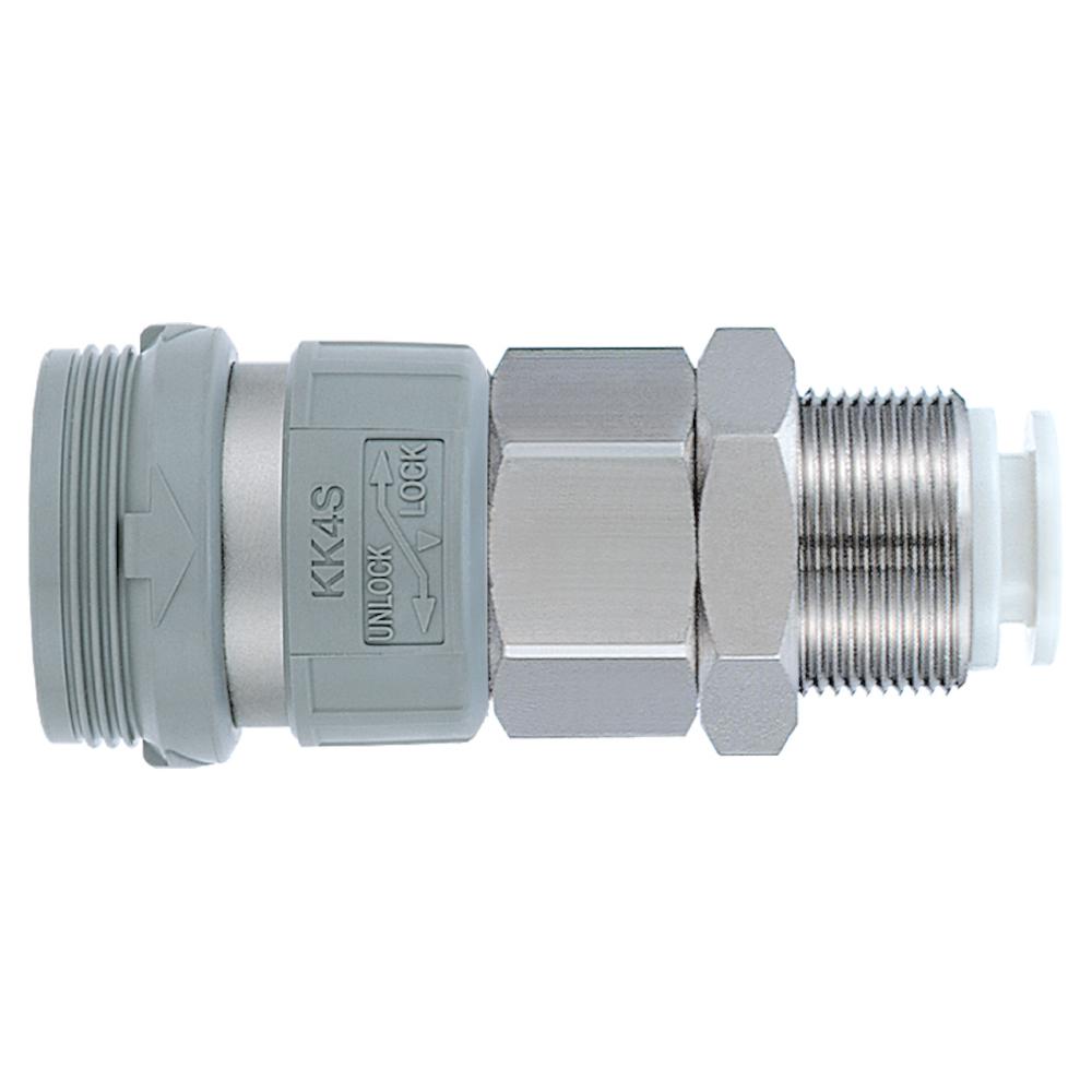Acoplamiento rápido con casquillo - Ejecución pasante - Ø de manguera 3,2 a 16 mm - Tamaño M5 a 1/2 - Unidad de embalaje 5 piezas - Precio por pieza