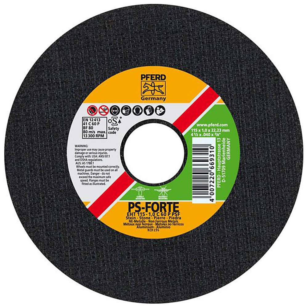 Disco de corte - PFERD - para piedra, metales no férricos - dureza P - ejecución recta - PU 25 unidades - precio por unidad de embalaje