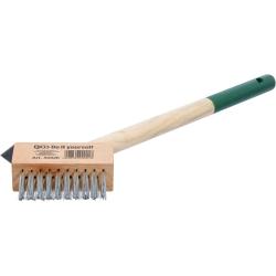 Brosse m&eacute;tallique pour mauvaises herbes et joints - fil d'acier - manche court - avec grattoir - 300 mm