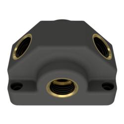 Rozdzielacz sprężonego powietrza NUSV - tworzywo sztuczne wzmocnione wł&oacute;knem szklanym - gwint wejściowy i wyjściowy mosiądz - czarny