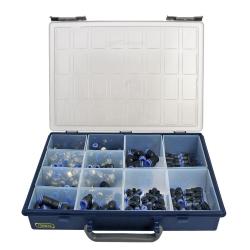 Scatola assortita serie blu - Connettori rapidi - Dotazione ridotta - Plastica / ottone nichelato - Prezzo per pezzo