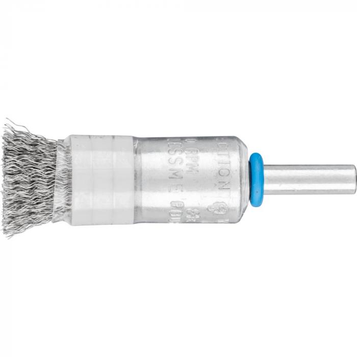 PFERD Pinselbürste PBUR mit Schaft und Ring - INOX - ungezopft - Außen-ø 13 bis 25 mm - Besatzmaterial-ø 0,20 mm - VE 10 Stück - Preis per VE