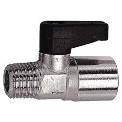 Mini-Kugelhahn - Messing vernickelt - mit Drehgriff - AG/IG - R/Rp 1/8 bis 1/2 - DN 5,5 bis 10 - PN max. 10 bar - Preis per St&uuml;ck