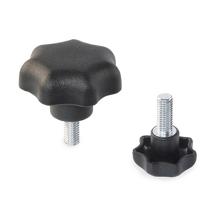 En stjerne drejeknapper - svarende til DIN 6336 - Ø 32 mm - M 6 x 20 og M 6 x 40 mm
