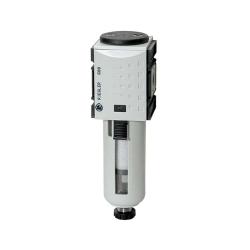 Prefiltro FUTURA - BG 1 a 2 - G 1/4" a G 1/2" - PE 1,5 a 16 bar - 0,3 µm - drenaje HA - con cubeta de PC y jaula de protección