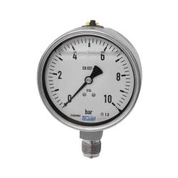 Glycerine-manometers - Ø 63 tot 160 - G 1/4" of G 1/2" radiaal onderaan - CrNi-staal - kwaliteitsklasse 1,0 of 1,6 - verschillende meetbereiken