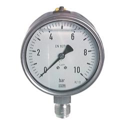 Glycerin-manometer - Klasse 1 - &Oslash; 100 mm - -1 bar til 15 bar - lodret - tilslutningsgevind G 1/2"