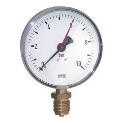 Standing pressure gauge &ndash; &Oslash; 160 mm &ndash; Display range -1 to 15 bar &ndash; Scale division 0.5 &ndash; Connection G 1/2" at the bottom