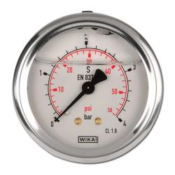 Manómetro - presión manométrica - G 1/4" - escala graduada 0,02 - rango de indicación 0 a 0,6 bar