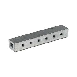 Fordelingslist - aluminium - uttak på den ene siden foran - 2 innganger - 2 til 6 utganger - pris pr stk.