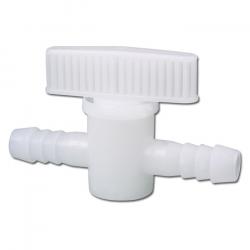 Slangeventil - plast - slangemundstykke på begge sider - til indvendig slange Ø 9 til 15 mm - DN 7 til 9 - PN 0,3