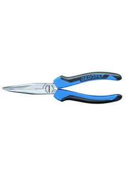 Flat-round-nose pliers - 2-component handle - angled - toothed