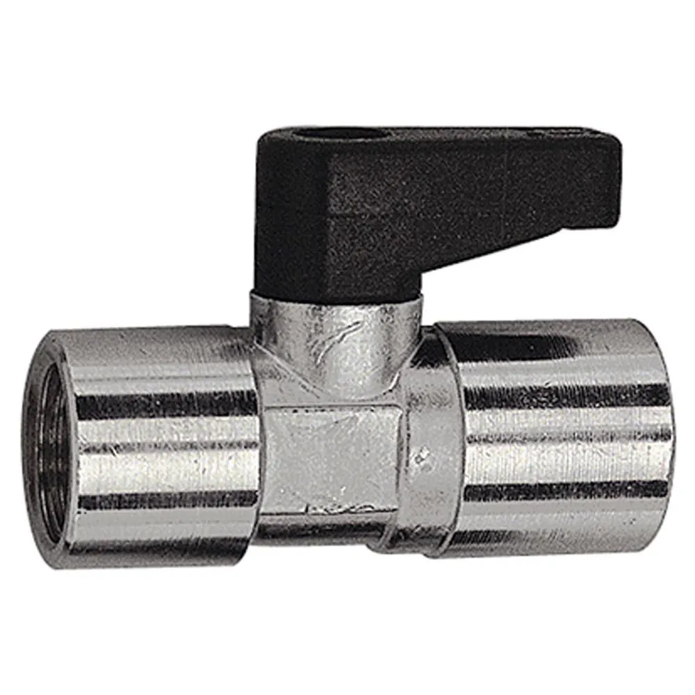 Mini-vanne à boisseau sphérique - laiton nickelé - avec poignée tournante - filetage femelle Rp 1/8" à 1/2" - DN 5,5 à 10 - PN max. 10 bar - Prix à l'unité