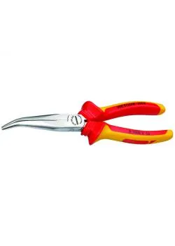 VDE needle nose pliers - sheath insulated - angled - chrome-plated