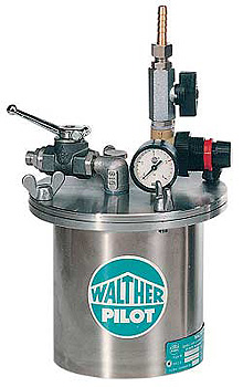 1 Liter - Edelstahl-Materialdruckbehälter - Betriebsdruck 3 bar - Materialausgan