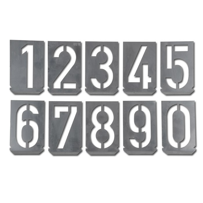Signierschablonen-Satz - Zink-Blech - Zahlen 0 bis 9 - Größe 100 bis 300 mm - Preis per Set