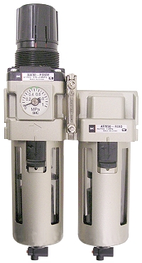 Régulateur à filtre SMC  - 8,5bar 5µm + huileur à  gouttes - avec évacuation sec