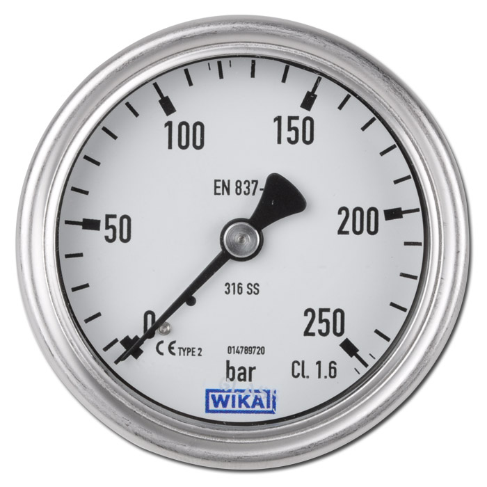 Manometer - class 1,6/1  63,1 - up to 16 bar outlet at the back side - VA