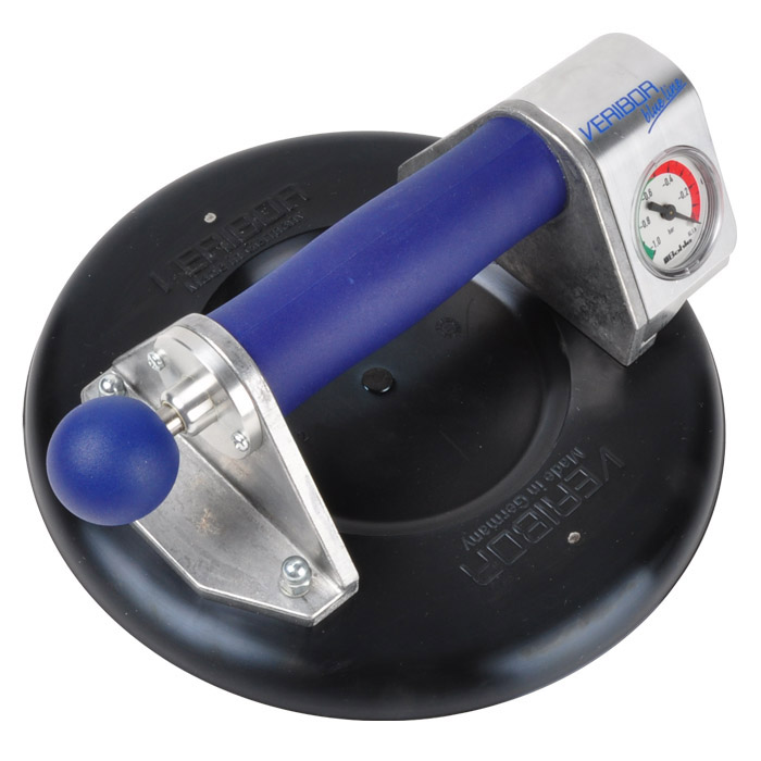 Ventouse à pompe Veribor® blue line - avec manomètre - Ø disque  d'aspiration 214 mm - capacité de charge 120 kg - avec mallette