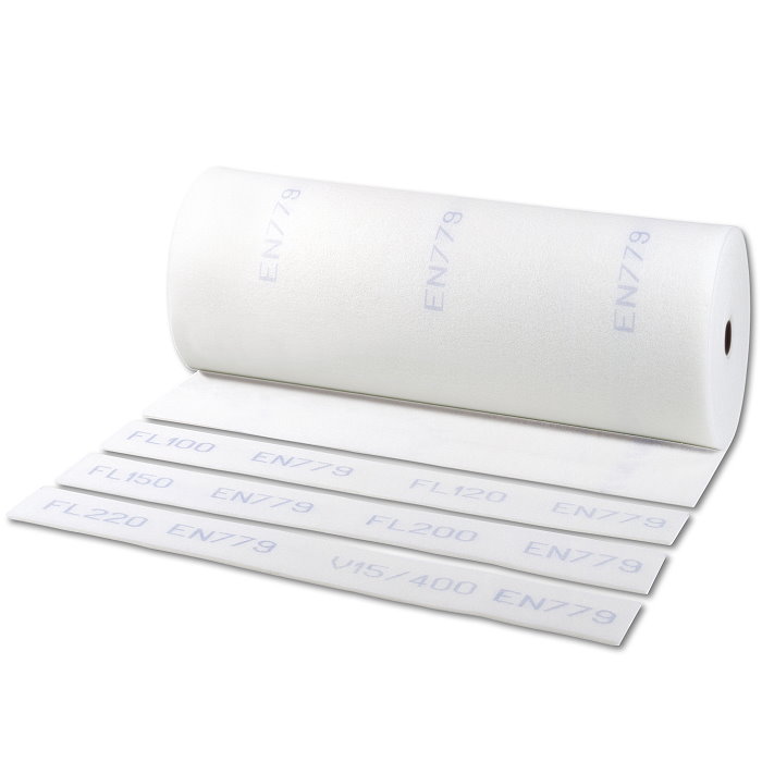 Natte filtrante polyester pour poussières grossières G2(EU2) "FL 150-blanc" - épaisseur de filtre 10mm - Rouleau