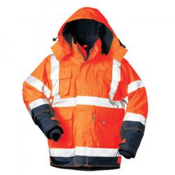 Restposten - Sicherheits Jacke - Gr. M - fluoreszierend orange - EN471 Kl. 3 - 100 % PES - abnehmbare Ärmel - wind- u. wasserdicht