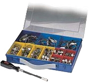 Slangklämmor i låda - spännområde 16-90 mm - förzinkat stål - DIN 3017