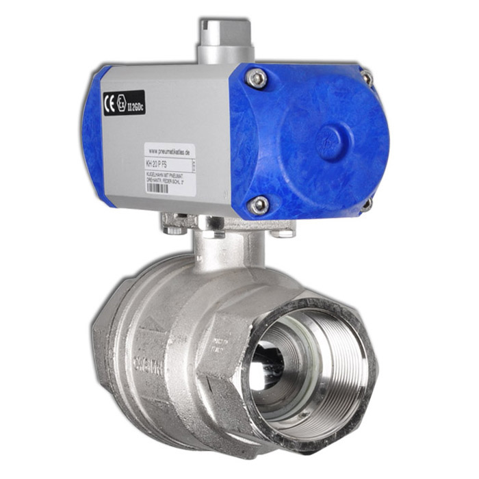 Ball valve - nickel-plated brass - pneum. Actuator - spring-opening - IG Rp 1/4 "to Rp 4" - DN 10 to 90 - PN -0.9 to 40