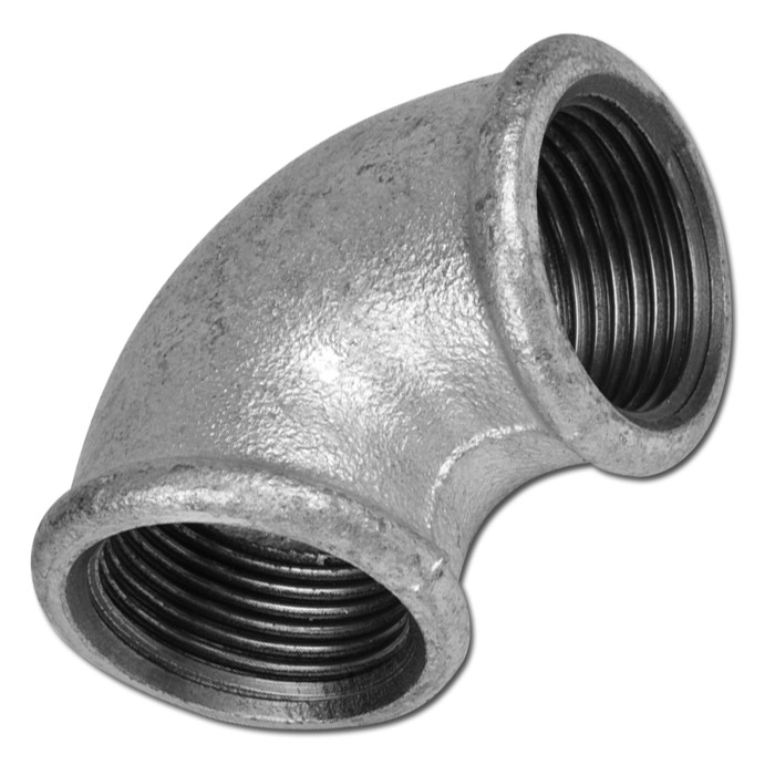 Elbow 90° - Type 90/A1 - Malleable iron black or galvanized - 2 con. Female thread Rp 1/8" to Rp 4" - PN 25