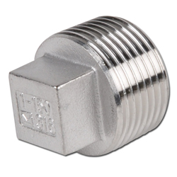 Screw plug - stainless steel 1.4408 - with external square - conical thread - thread R 1/8" to R 4" - PN 16