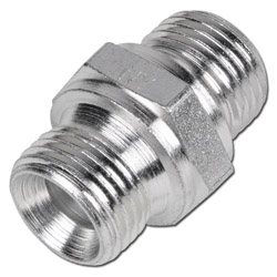 Hydraulic double nipple - Galvanized steel - 60° universal sealing cone - 2 cyl. thread G 1/8" to G 2" - PN 160 to 400
