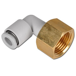 Plug connector 90 ° "KQ2LF" PTB - for tube Ø 4 to 12mm - imperial or metric thre