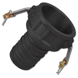 Lever arm coupling with hose nozzle - Polypropylene - Nut part - Kamlok - Type C