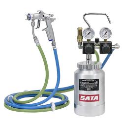 SATA Trennmittel -Sprühsystem - mit SATAminijet 1000 K RP Düse 0,3, 2l Behälter, Doppeldruckminderer, max. Betriebsdruck 2,5 bar, Schlauchpaar 3m
