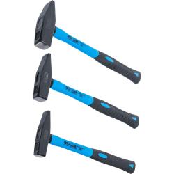 Set di martelli da fabbro - con manico in fibra di vetro - DIN 1041 - peso della testa 300, 500 e 800 g - 3 pezzi.