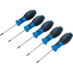 Skruetrækkersæt - T-profil (til Torx) - med/uden boring - T6 til T10 - klingelængde 80 mm - 5 stk.