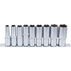 Steckschlüssel-Einsätze - tief - 9 teilig- 10 bis 24 mm - 1/2"
