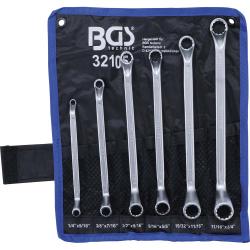 Double ring wrench set - 75° - bent - inch sizes 1/4"-3/4" - 6 pieces