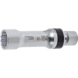 Ledad tändstiftsinsats, 12-punkts med spärrfjäder - drivning, invändig fyrkant 10 mm (3/8 ") - nyckelstorlek 14 till 21 mm - längd 100 mm